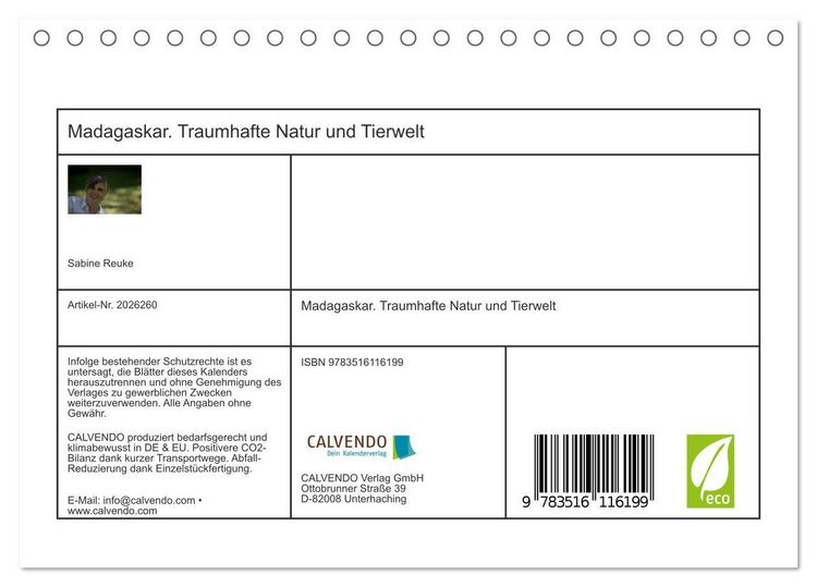 Produktbild: Madagaskar. Traumhafte Natur und Tierwelt (Tischkalender 2026 DIN A5 quer), CALVENDO Monatskalender