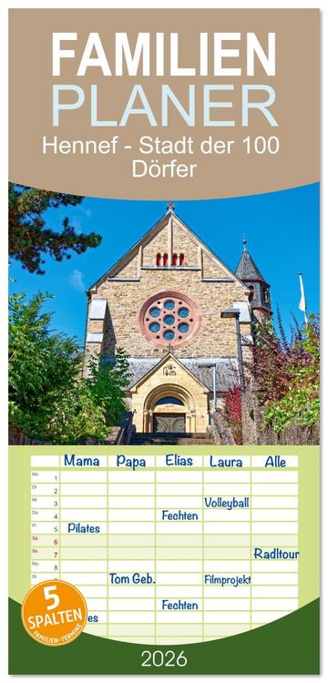 Produktbild: Familienplaner 2026 - Hennef - Stadt der 100 D&ouml;rfer mit 5 Spalten (Wandkalender, 21 x 45 cm) CALVENDO