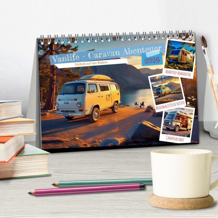 Produktbild: Vanlife - Caravan Abenteuer (Tischkalender 2026 DIN A5 quer), CALVENDO Monatskalender
