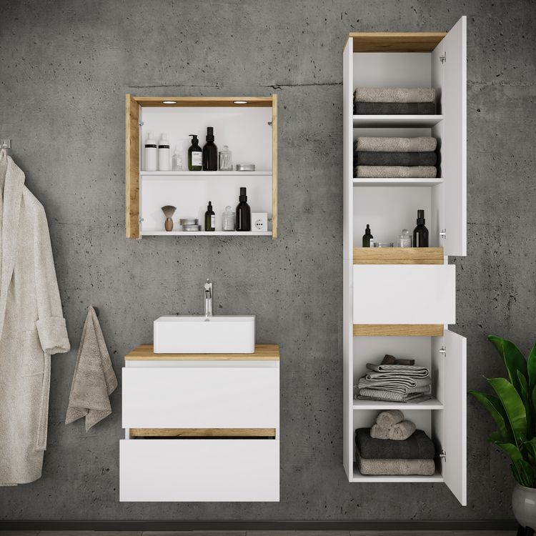 Produktbild: 4 tlg. Badm&ouml;bel-Set mit Waschbecken Cosila-A 60 cm