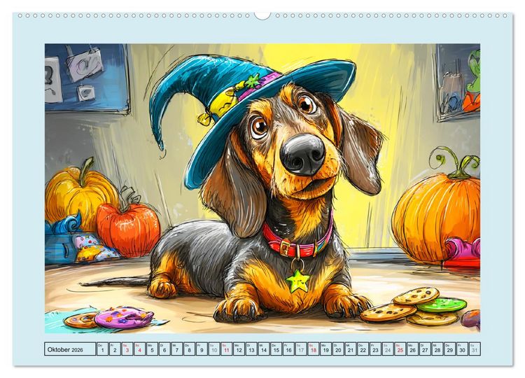 Produktbild: Dackel Fun. Zauberhafte Hunde Cartoons f&uuml;rs Herz (hochwertiger Premium Wandkalender 2026 DIN A2 quer), Kunstdruck in Hochglanz