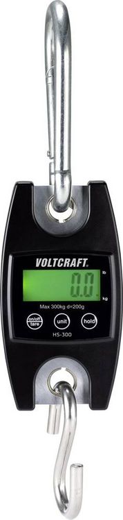 Produktbild: VOLTCRAFT HS-300 H&auml;ngewaage HS-300 W&auml;gebereich (max.) 300 kg Ablesbarkeit 200 g batteriebetrieben Schwarz