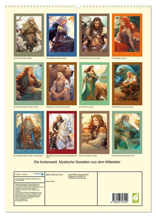 Produktbild: Die Anderswelt. Mystische Gestalten aus dem Mittelalter (hochwertiger Premium Wandkalender 2026 DIN A2 hoch), Kunstdruck in Hochglanz