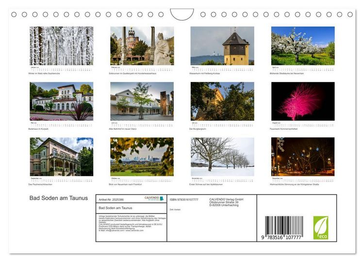 Produktbild: Bad Soden am Taunus (Wandkalender 2026 DIN A4 quer), CALVENDO Monatskalender