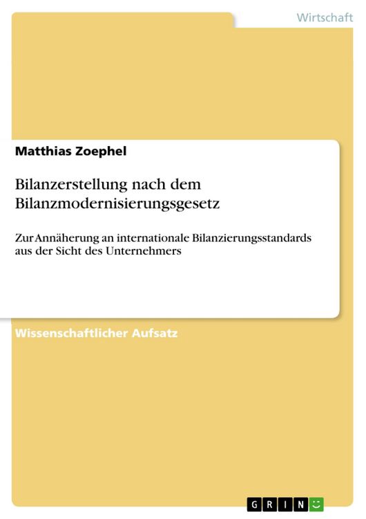 Produktbild: Bilanzerstellung nach dem Bilanzmodernisierungsgesetz