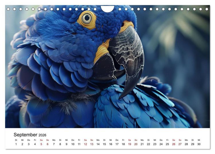 Produktbild: Papageien - Farbenfrohe Paradiesv&ouml;gel (Wandkalender 2026 DIN A4 quer), CALVENDO Monatskalender