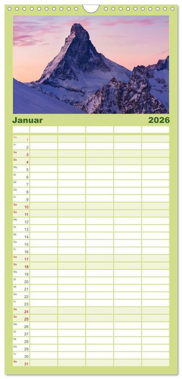 Produktbild: Familienplaner 2026 - MATTERHORN Impressionen mit 5 Spalten (Wandkalender, 21 x 45 cm) CALVENDO