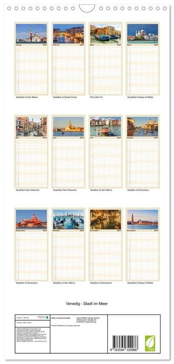 Produktbild: Familienplaner 2027 - Venedig - Stadt im Meer mit 5 Spalten (Wandkalender, 21 x 45 cm) CALVENDO
