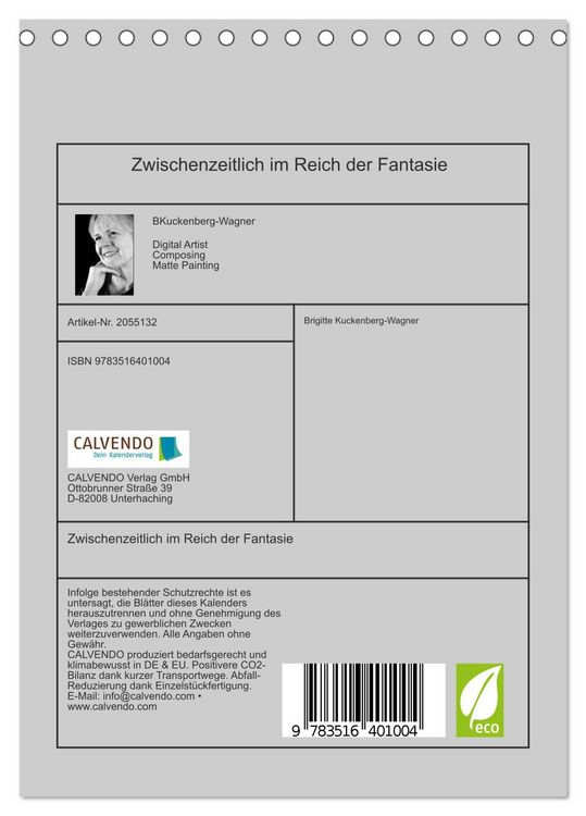 Produktbild: Zwischenzeitlich im Reich der Fantasie (Tischkalender 2026 DIN A5 hoch), CALVENDO Monatskalender