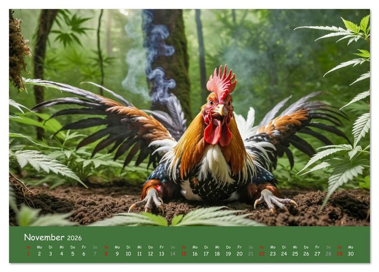 Produktbild: Tiere auf Gras - Der verr&uuml;ckte Cannabis-Kalender voller bekiffter Tiere (Wandkalender 2026 DIN A3 quer), CALVENDO Monatskalender
