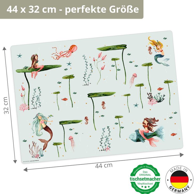 Produktbild: Tischsetmacher Tischset f&uuml;r Kinder Meerjungfrau, aus hochwertigem Vinyl , 44 x 32 cm