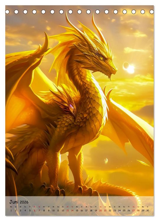 Produktbild: Gefl&uuml;gelte H&uuml;ter - Erleben Sie die Magie der Drachen (Tischkalender 2026 DIN A5 hoch), CALVENDO Monatskalender