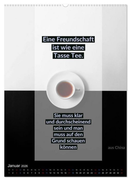 Produktbild: TEE Weisheiten und Zitate (Wandkalender 2026 DIN A2 hoch), CALVENDO Monatskalender