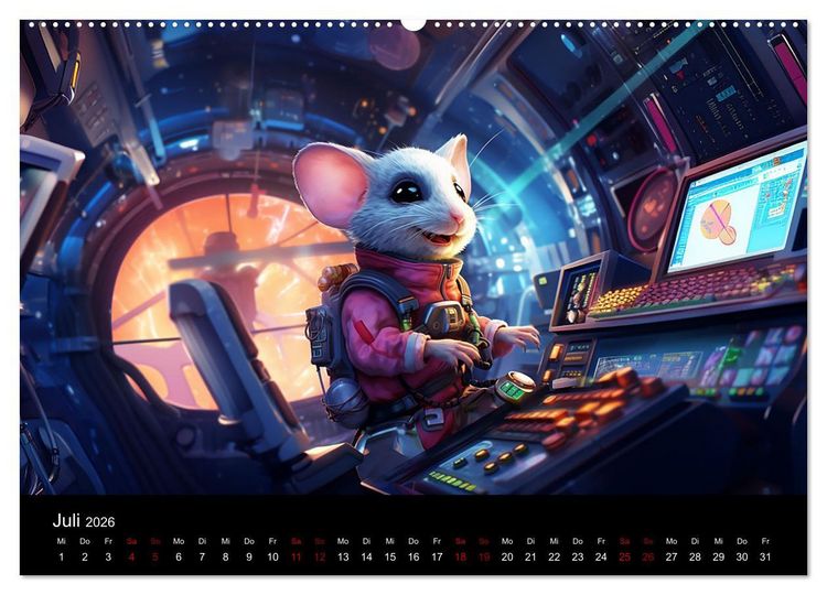Produktbild: M&auml;use im All (Wandkalender 2026 DIN A2 quer), CALVENDO Monatskalender