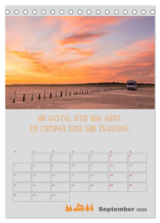 Produktbild: Camping - Hotel kann jeder! (Tischkalender 2026 DIN A5 hoch), CALVENDO Monatskalender