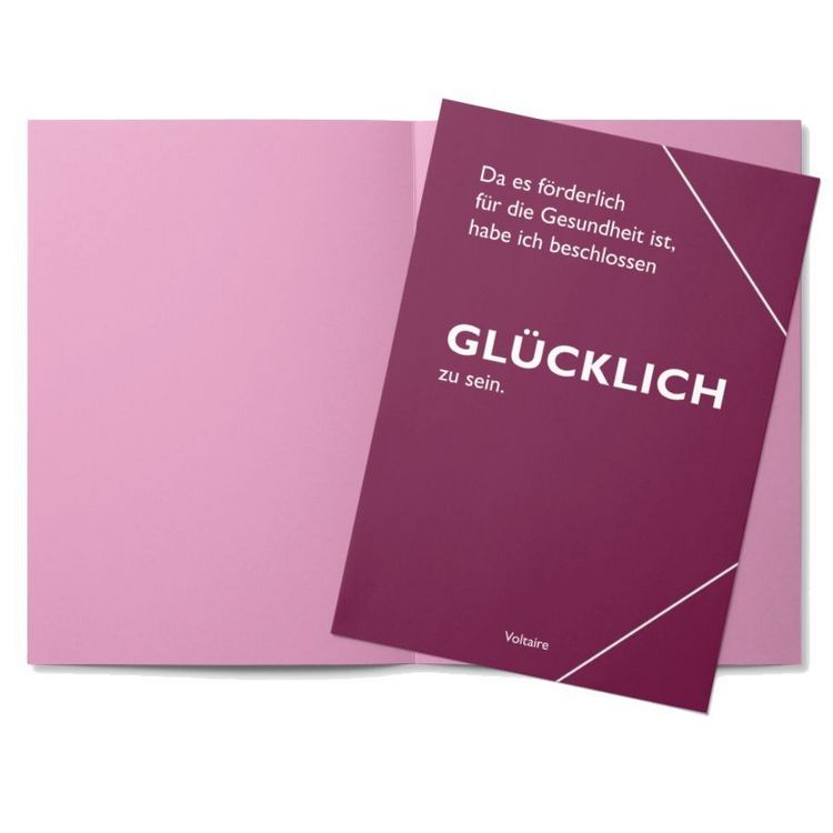 Produktbild: Sammelmappe A4 rot, "Da es f&ouml;rderlich f&uuml;r die Gesundheit ist, habe ich beschlossen, gl&uuml;cklich zu sein." (Voltaire)