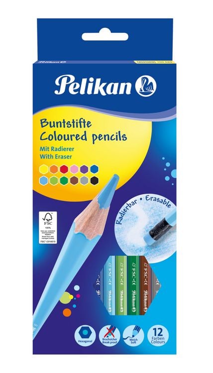 Produktbild: Pelikan Buntstifte mit Radierer 12er Set