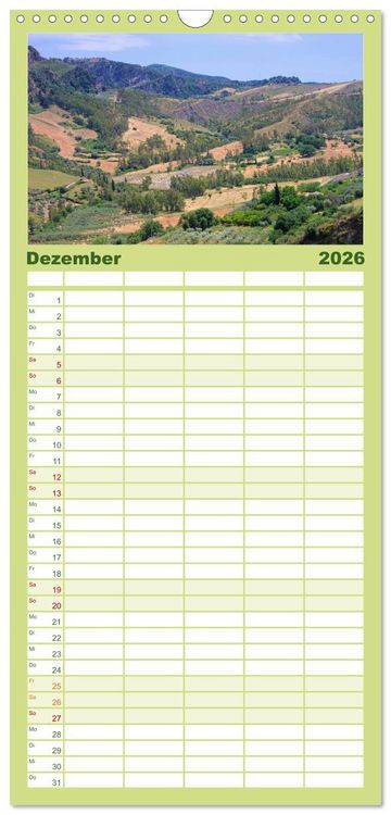 Produktbild: Familienplaner 2026 - Kalabrien mit 5 Spalten (Wandkalender, 21 x 45 cm) CALVENDO