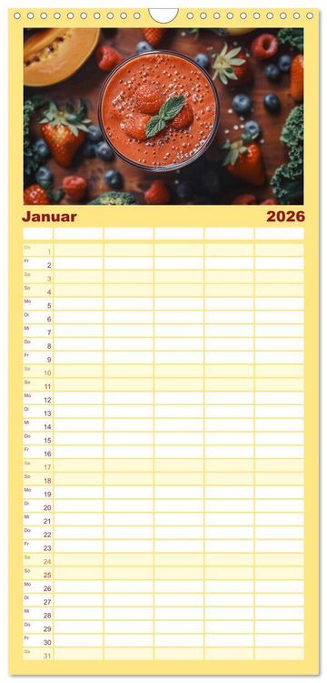 Produktbild: Familienplaner 2026 - Leckere Smoothies mit 5 Spalten (Wandkalender, 21 x 45 cm) CALVENDO