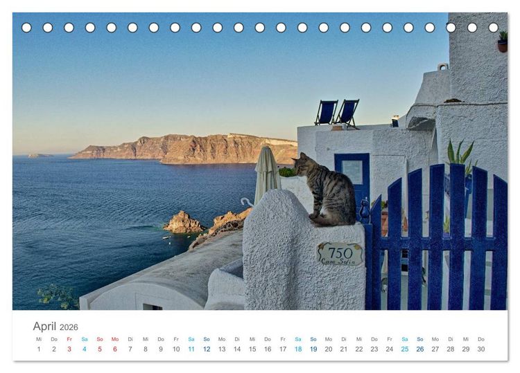 Produktbild: Santorin - Perle der Kykladen (Tischkalender 2026 DIN A5 quer), CALVENDO Monatskalender