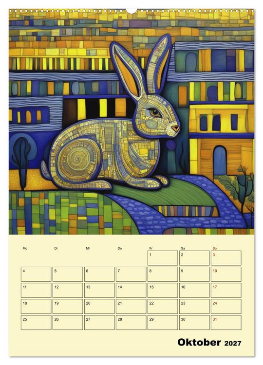 Produktbild: Farbenfrohe Tiermalerei (hochwertiger Premium Wandkalender 2027 DIN A2 hoch), Kunstdruck in Hochglanz