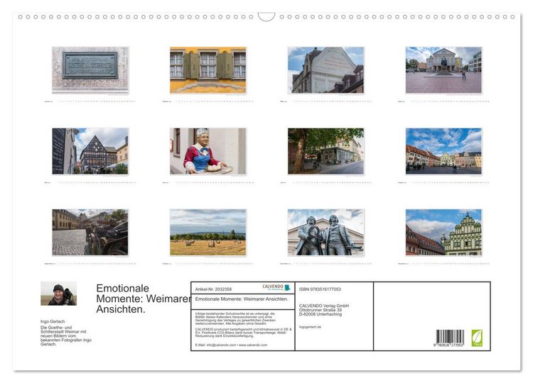Produktbild: Emotionale Momente: Weimarer Ansichten. (Wandkalender 2026 DIN A2 quer), CALVENDO Monatskalender