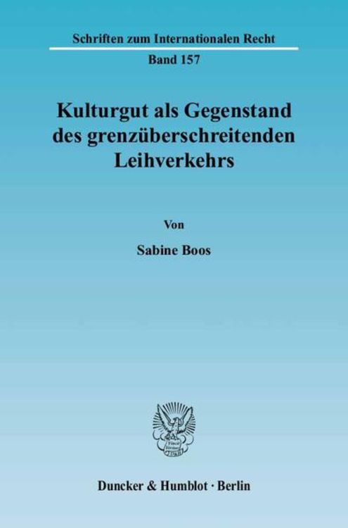 Produktbild: Kulturgut als Gegenstand des grenz&uuml;berschreitenden Leihverkehrs.