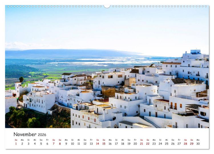 Produktbild: Andalusien - Wei&szlig;e D&ouml;rfer und wilde Natur (hochwertiger Premium Wandkalender 2026 DIN A2 quer), Kunstdruck in Hochglanz