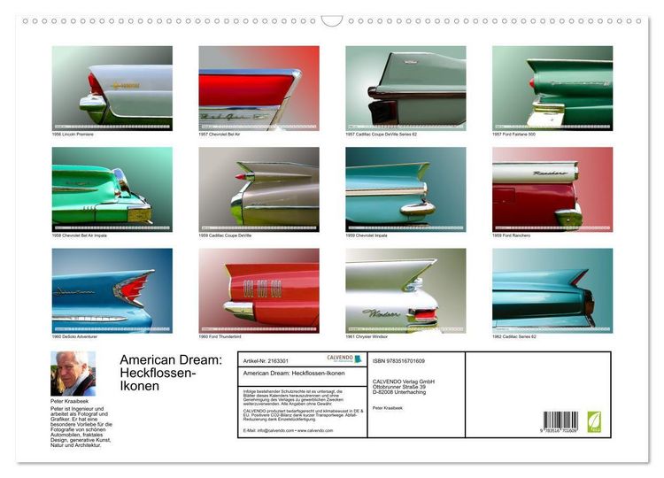 Produktbild: American Dream: Heckflossen-Ikonen (Wandkalender 2026 DIN A2 quer), CALVENDO Monatskalender