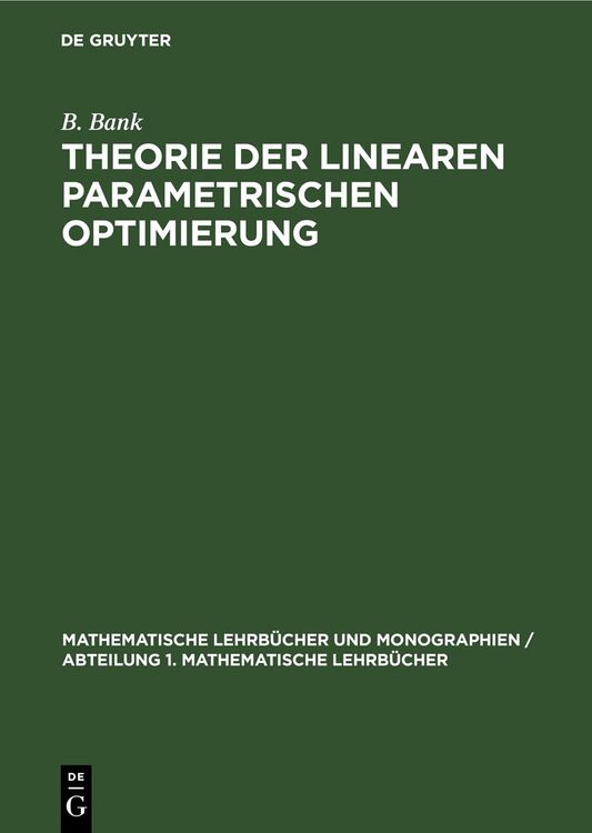 Produktbild: Theorie der linearen parametrischen Optimierung