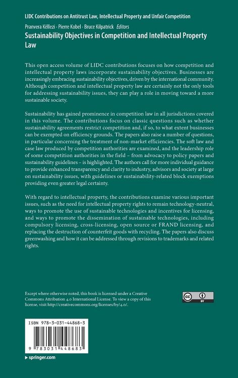 Produktbild: Sustainability Objectives in Competition and Intellectual Property Law