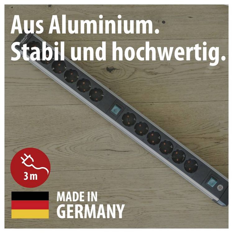 Produktbild: Brennenstuhl 1391030200 Steckdosenleiste mit Schalter Silber, Schwarz Schutzkontakt 1St.