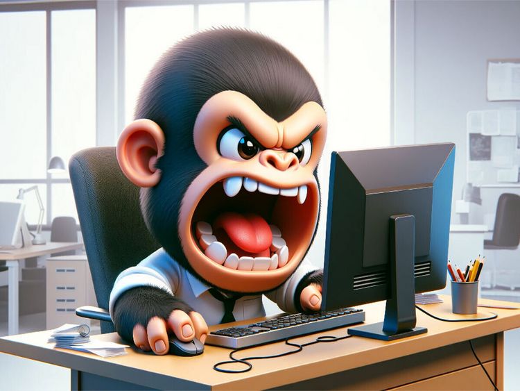 Produktbild: CALVENDO Puzzle Dschungel-Wut im B&uuml;ro: Ein Gorilla am Rande des Nervenzusammenbruchs | 1000 Teile Lege-Gr&ouml;&szlig;e 64x48cm Foto-Puzzle f&uuml;r gl&uuml;ckliche Stunden