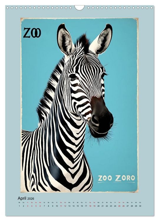 Produktbild: Zoo Vintage-Poster (Wandkalender 2026 DIN A3 hoch), CALVENDO Monatskalender