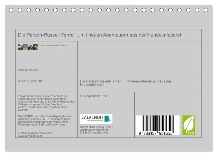 Produktbild: Die Parson-Russell-Terrier ...mit neuen Abenteuern aus der Hundeknipserei (Tischkalender 2026 DIN A5 quer), CALVENDO Monatskalender