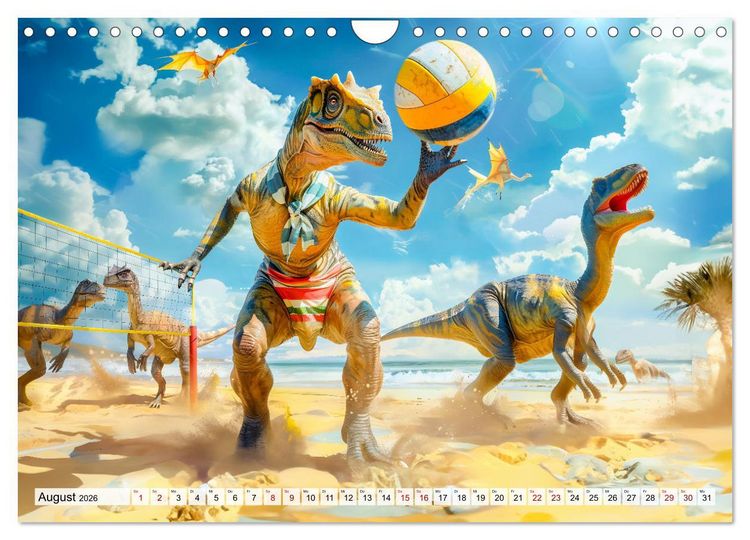 Produktbild: Dinosaurier-Alltag - Wenn sie nicht ausgestorben w&auml;ren! (Wandkalender 2026 DIN A4 quer), CALVENDO Monatskalender