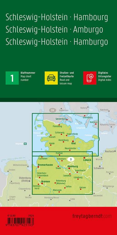 Produktbild: Freytag & berndt Stra&szlig;enkarte Schleswig-Holstein - Hamburg 1:150.000