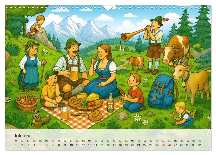 Produktbild: Bayrische Wimmelbilder - Wo Heimat lebendig wird (Wandkalender 2026 DIN A3 quer), CALVENDO Monatskalender