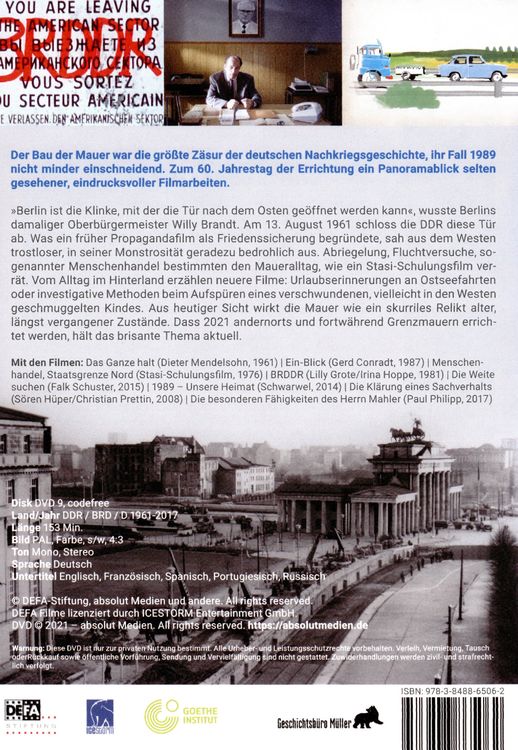 Produktbild: DIE MAUER: 8 Filme von 1961 - 2017