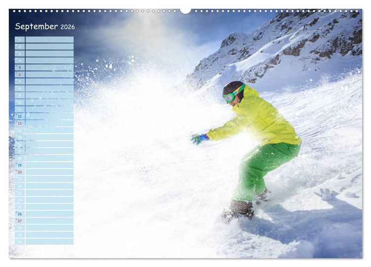 Produktbild: Ski und Snowboard - Leidenschaft im Schnee (Wandkalender 2026 DIN A2 quer), CALVENDO Monatskalender
