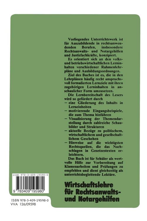 Produktbild: Wirtschaftslehre f&uuml;r Rechtsanwalts- und Notargehilfen
