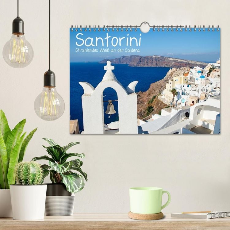Produktbild: Santorini - Strahlendes Wei&szlig; an der Caldera (Wandkalender 2026 DIN A4 quer), CALVENDO Monatskalender