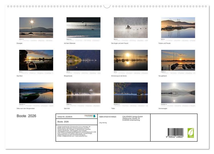 Produktbild: Boote 2026 (hochwertiger Premium Wandkalender 2026 DIN A2 quer), Kunstdruck in Hochglanz
