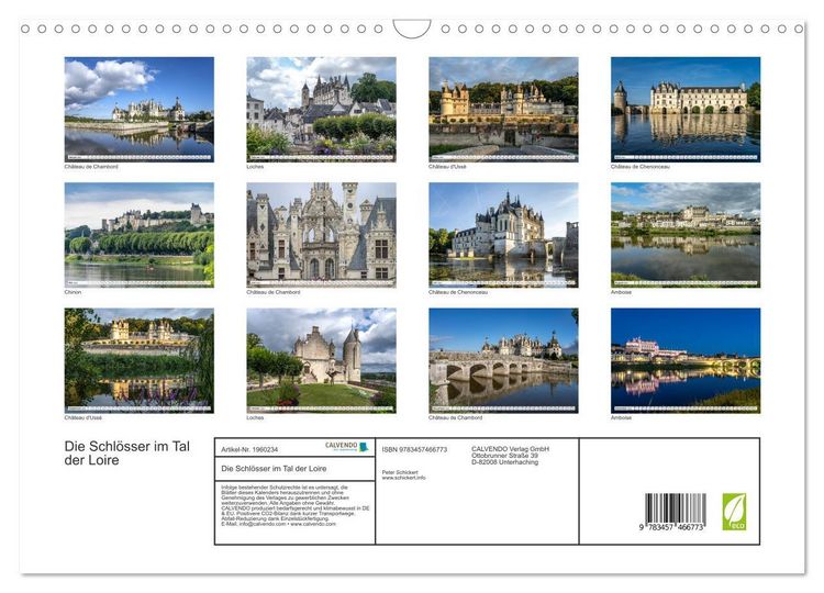 Produktbild: Die Schl&ouml;sser im Tal der Loire (Wandkalender 2026 DIN A3 quer), CALVENDO Monatskalender