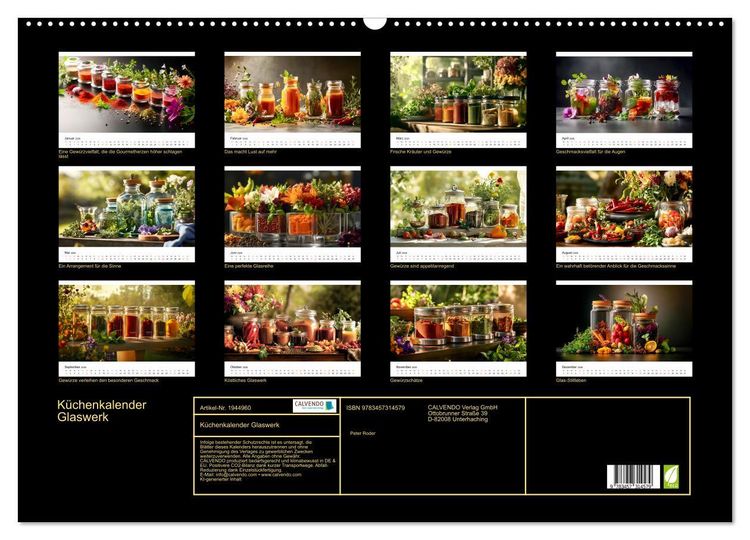 Produktbild: K&uuml;chenkalender Glaswerk (Wandkalender 2026 DIN A2 quer), CALVENDO Monatskalender