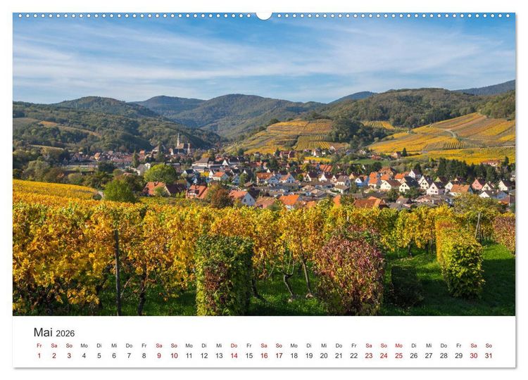 Produktbild: Els&auml;sser Weinstra&szlig;e, malerische D&ouml;rfer in idyllischer Landschaft (Wandkalender 2026 DIN A2 quer), CALVENDO Monatskalender