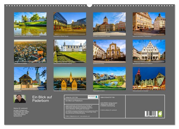 Produktbild: Ein Blick auf Paderborn (Wandkalender 2026 DIN A2 quer), CALVENDO Monatskalender