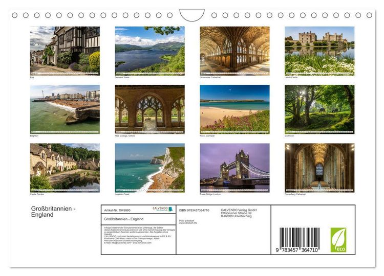 Produktbild: Gro&szlig;britannien - England (Wandkalender 2026 DIN A4 quer), CALVENDO Monatskalender