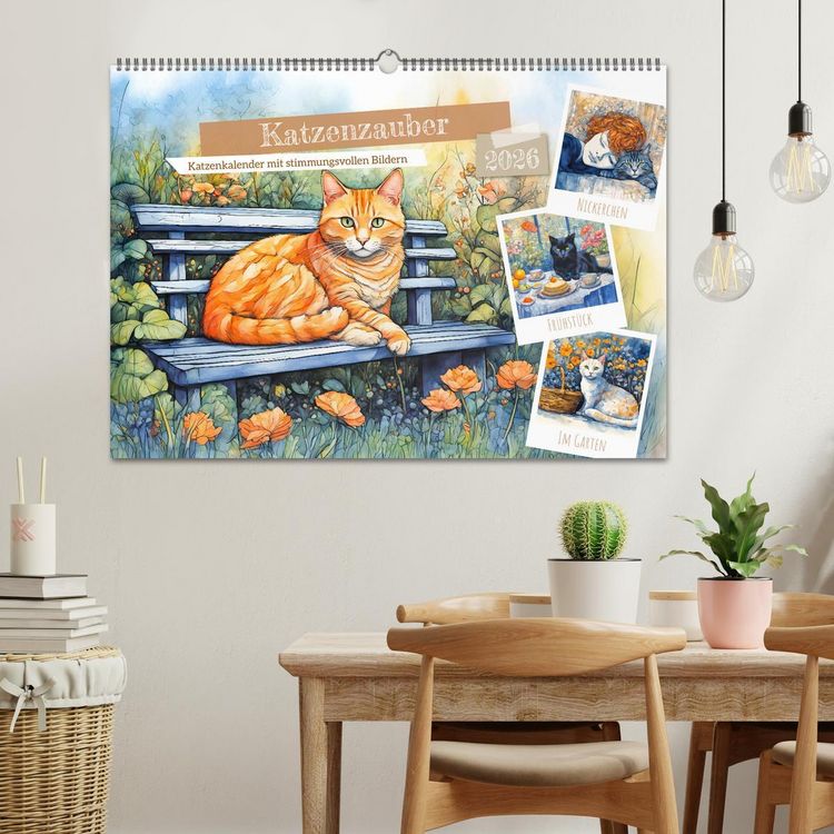 Produktbild: Katzenzauber - Katzenkalender mit stimmungsvollen Bildern (Wandkalender 2026 DIN A2 quer), CALVENDO Monatskalender