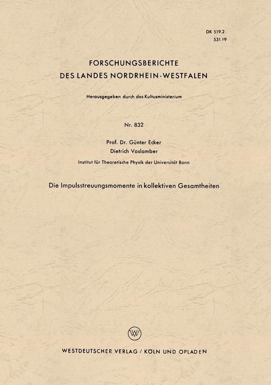 Produktbild: Die Impulsstreuungsmomente in kollektiven Gesamtheiten